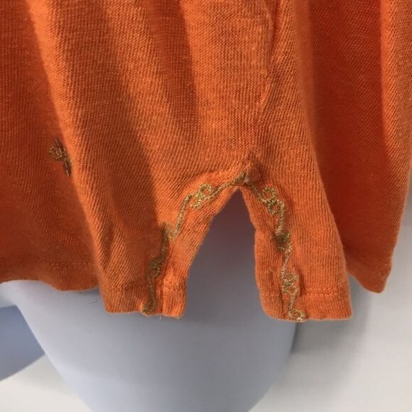 J. Jill Orange Linen With Gold Sequin Embroidery Size Petite M - Picture 4 of 8
